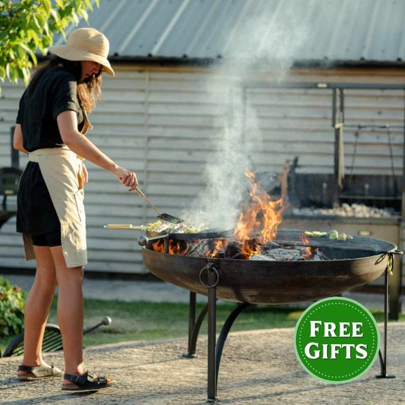 Firepits UK Plain Jane 120 Firepit with 4 Swing Arm BBQ Racks British Steel