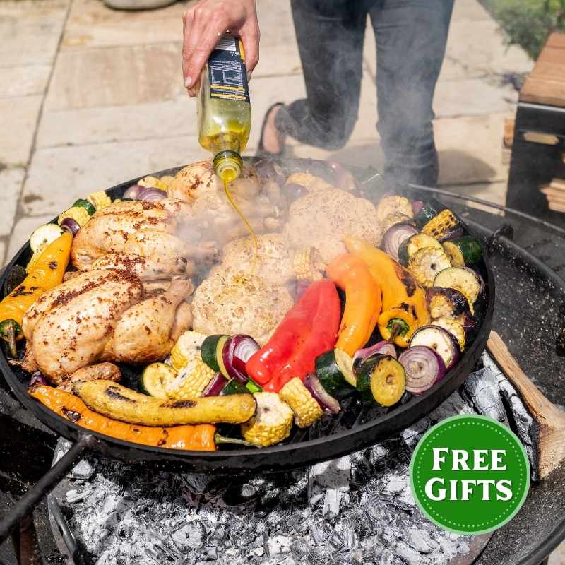 Firepits UK Plain Jane 90 Fire Pit with 3 Swing Arm BBQ Racks