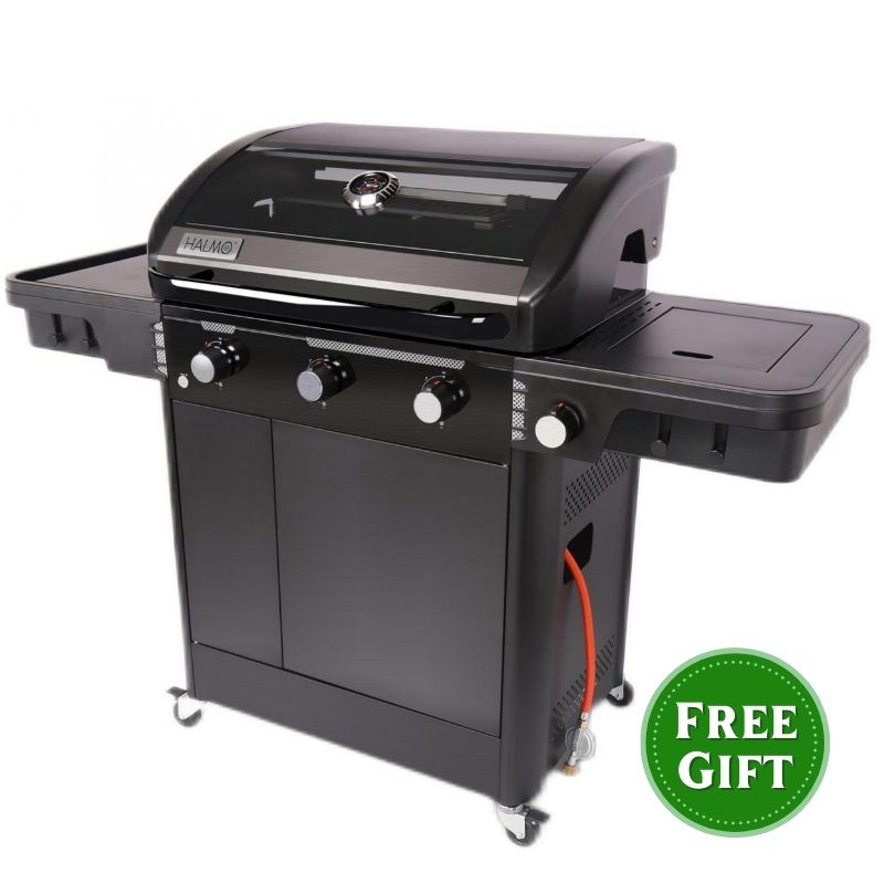 Halmo 4 Burner Premium Gas Barbecue with Side Burner Black