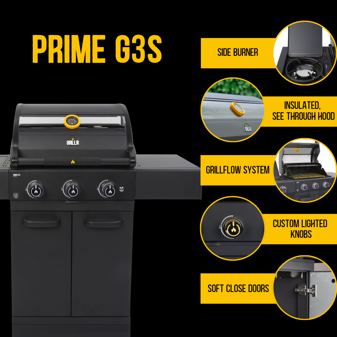 GRLLR Prime G3S 3 Burner Gas Barbecue with Side Burner