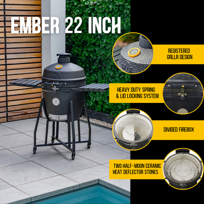 GRLLR Ember Kamado 22 inch Charcoal Black