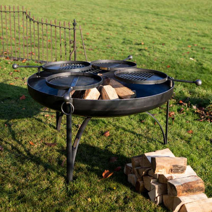 Firepits UK Plain Jane 120 Firepit with 4 Swing Arm BBQ Racks British Steel