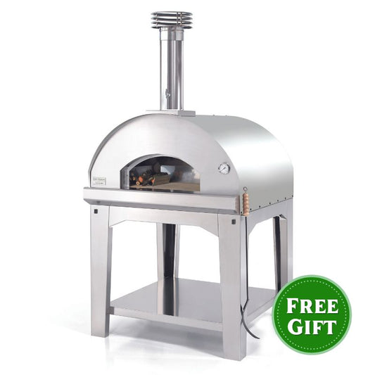 Fontana Marinara Wood Pizza Oven with Trolley Stainless Steel