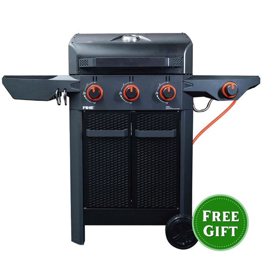 Halmo 3 Burner Family Gas Barbecue with Side Burner Graphite