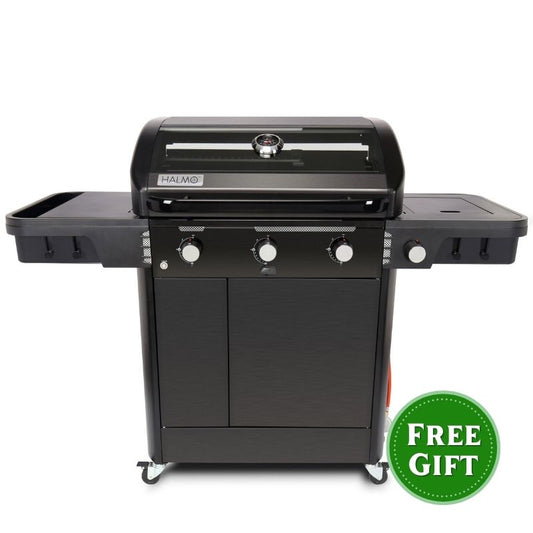 Halmo 4 Burner Premium Gas Barbecue with Side Burner Black