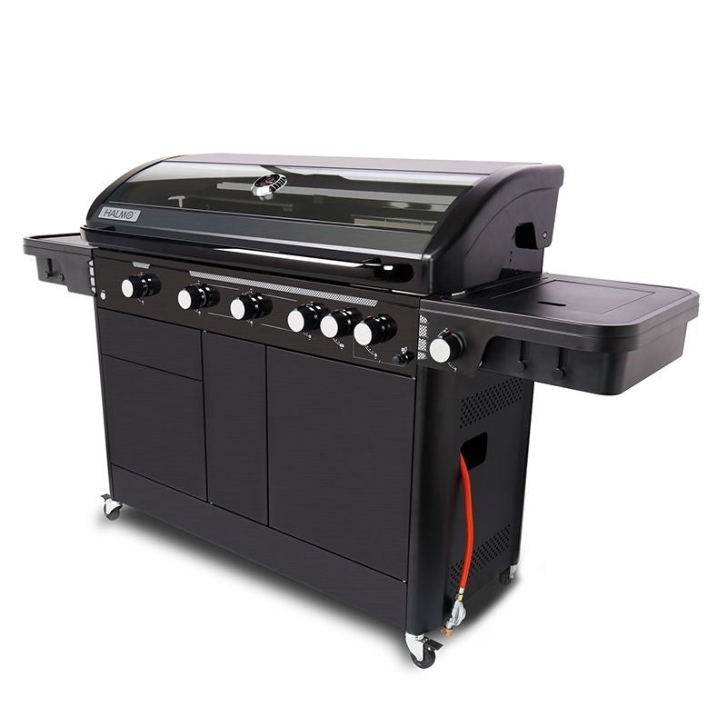 Halmo 6 Burner Premium Gas Barbecue with Side Burner Black